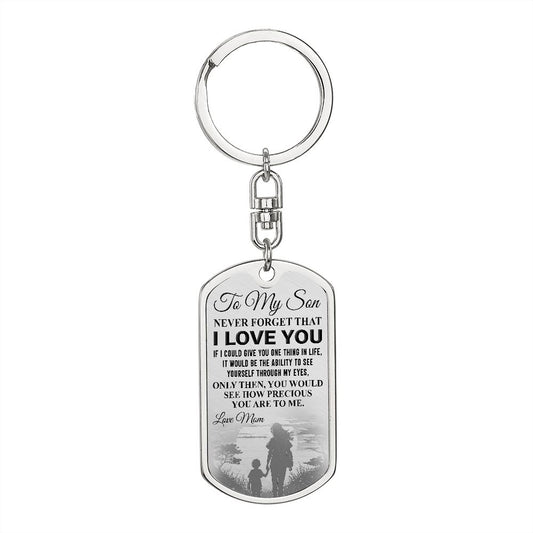 To My Son | Dog Tag With Swivel Keychain