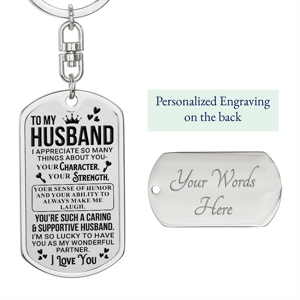 To My Husband | Dog Tag With Swivel Keychain