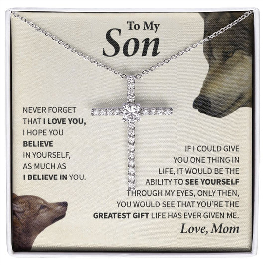 To My Son | CZ Cross Necklace