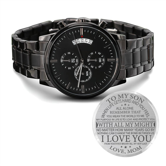 To My Son | I Love You | Black Chronograph Watch