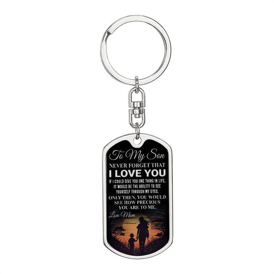 To My Son | Dog Tag With Swivel Keychain