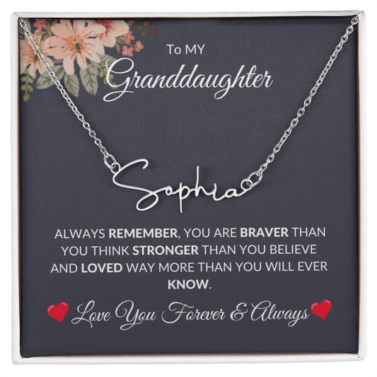 To My Granddaughter [Always Remember] Personalized Name Necklace [Valentine's Day, Birthday, Christmas, Gift