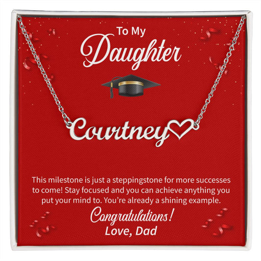 To My Daughter | Name Necklace + Heart Character | Graduation Gift