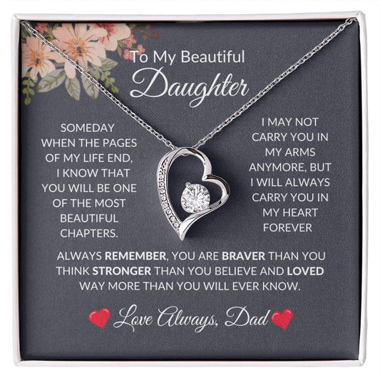 To My Beautiful Daughter | Forever Love Necklace | For Daughter Gift, Birthday, Christmas, Graduation, Valentine's Day, Just Because!