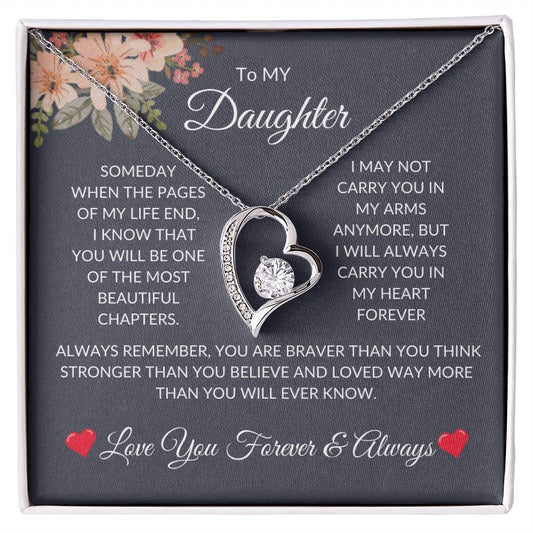 To My Daughter [Someday when the pages end] Personalized Forever Love Necklace [Valentine's Day, Birthday, Christmas, Gift