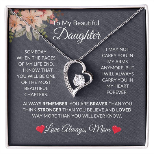 To My Beautiful Daughter | Forever Love Necklace | For Daughter Gift, Birthday, Christmas, Graduation, Valentine's Day, Just Because!